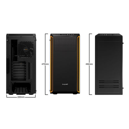 BE QUIET! PURE BASE 600 BGW20 midiATX okno črno/oranžno ohišje