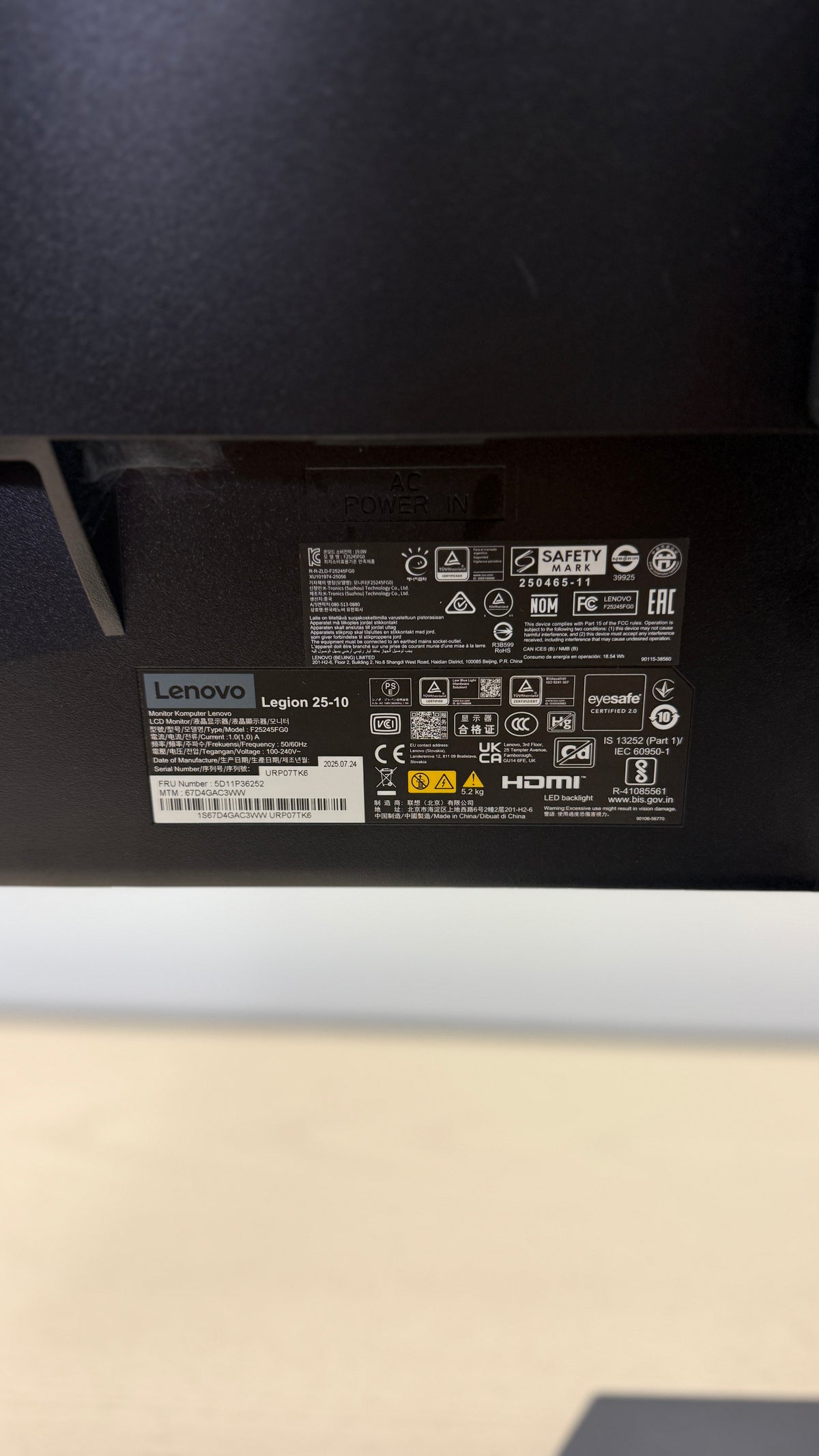 Lenovo Legion 25-10 – 320 Hz Gaming Monitor